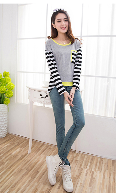 KF545 Casual Style Trendy Top Grey