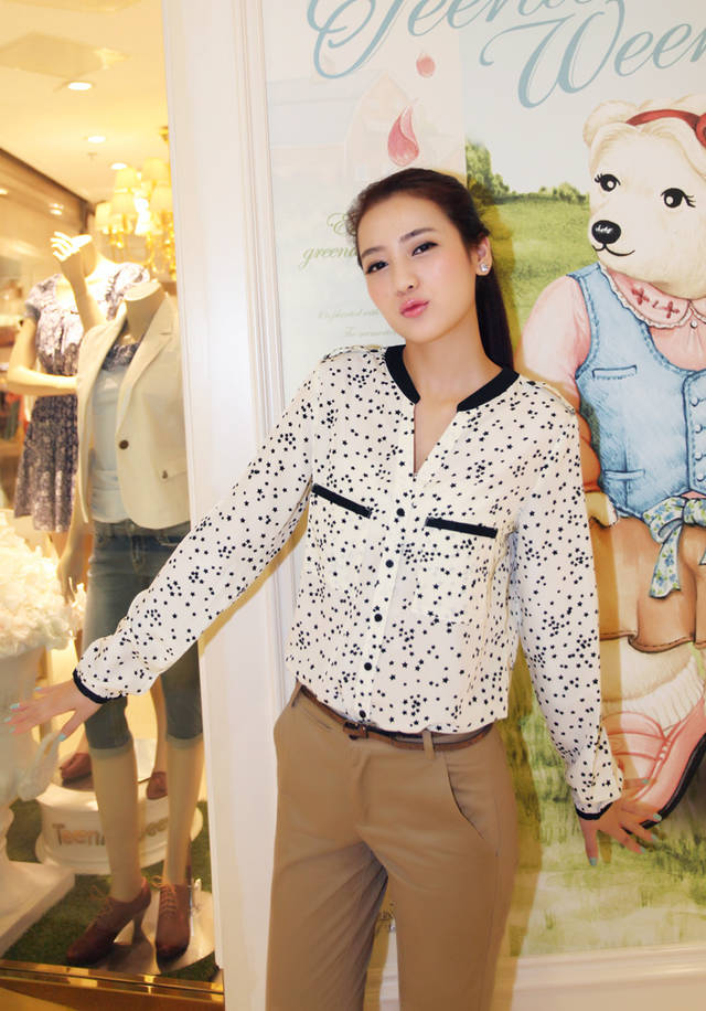 KF550 Long Sleeved Chiffon Top White