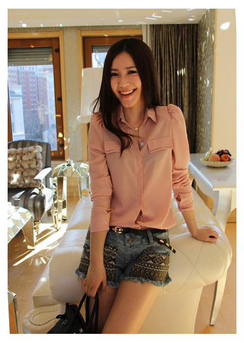 KF552 Trendy Long Sleeved Top Pink