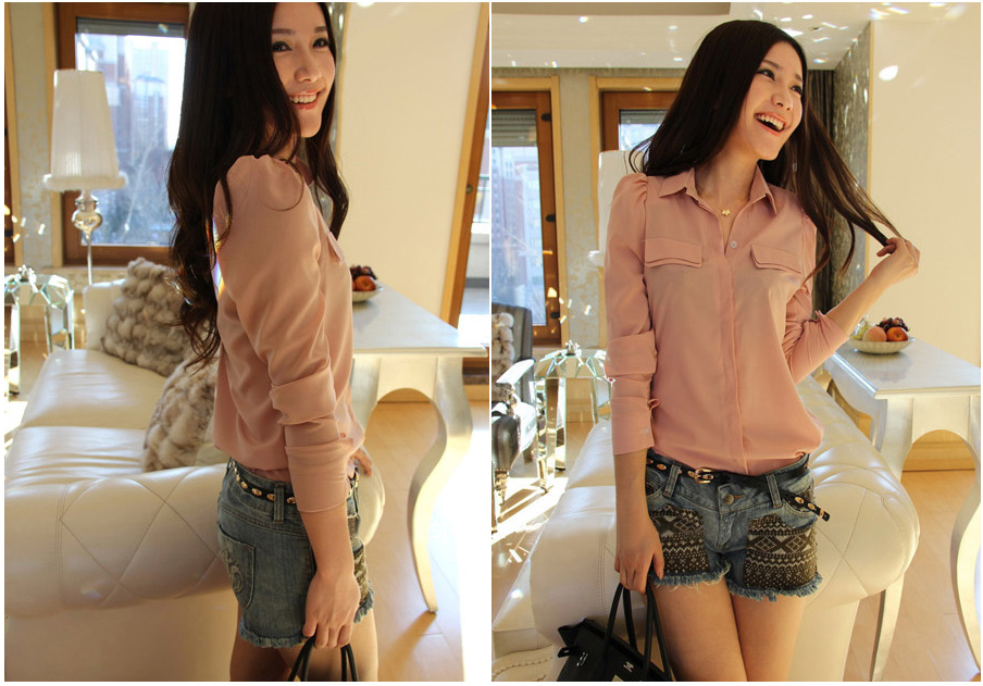 KF552 Trendy Long Sleeved Top Pink