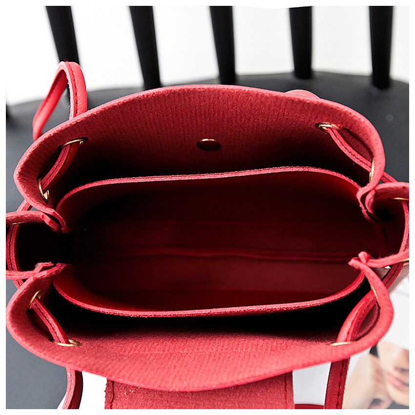 KW80210 Trendy Bucket Handbag Red