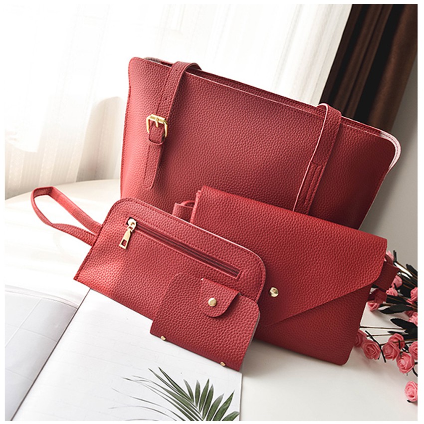 KW80219 Women 4 In 1 Handbag Red