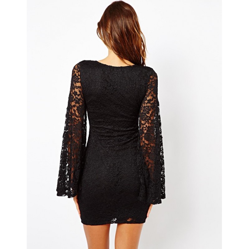 WD21108 Sexy Lace Dress Black