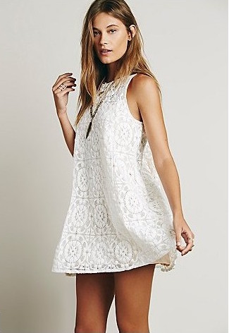 WD21109 Europe Fashion Lace Dress White