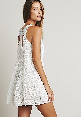 WD21109 Europe Fashion Lace Dress White