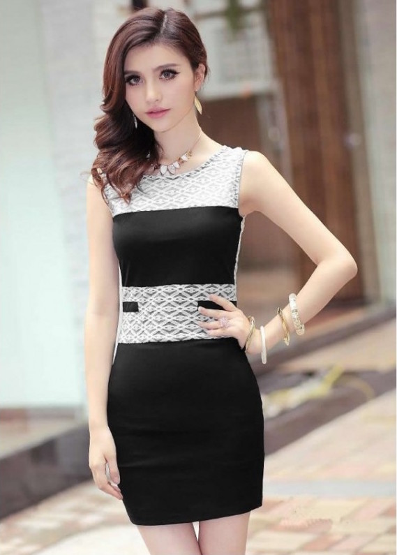 WD21113 Stylish Sleeveless Dress Black