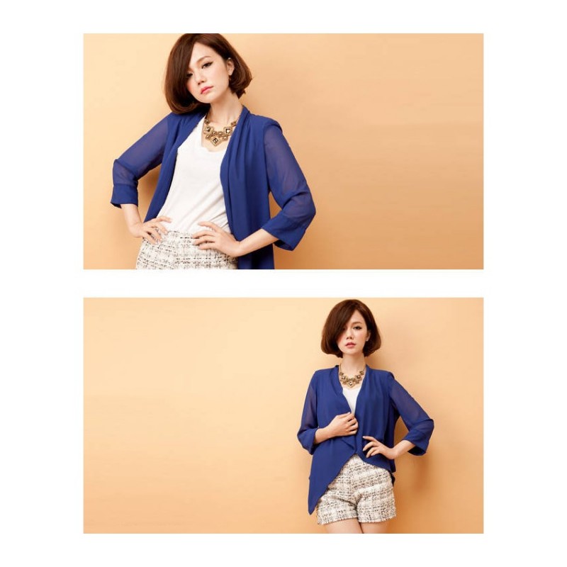 WJ21115 Fashion Chiffon Cardigan Blue