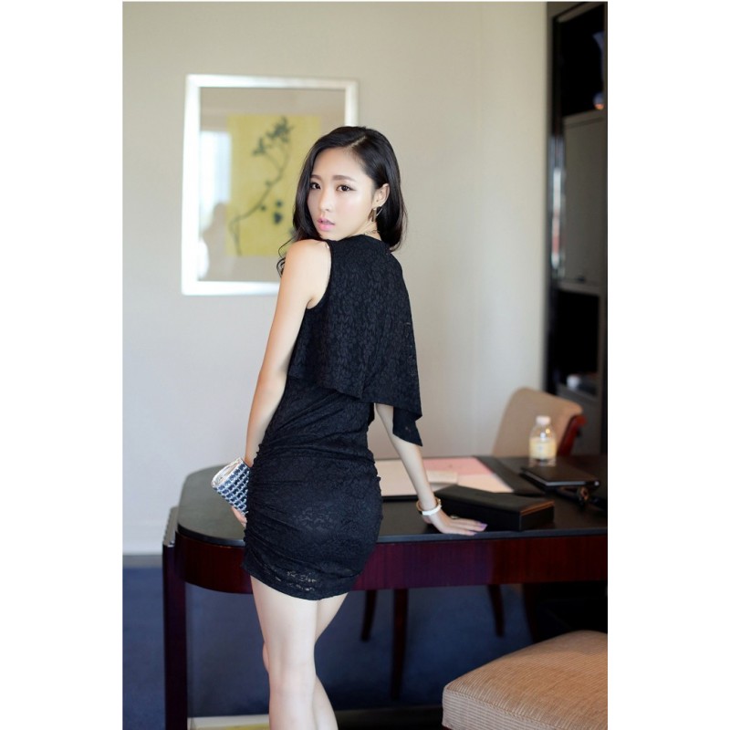 WD21128 Sexy Lace Dress Black