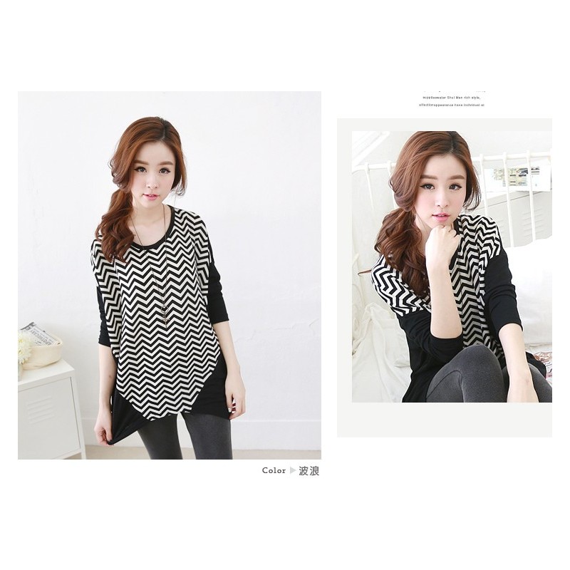 WT21130 Korea Fashion Top Stripe