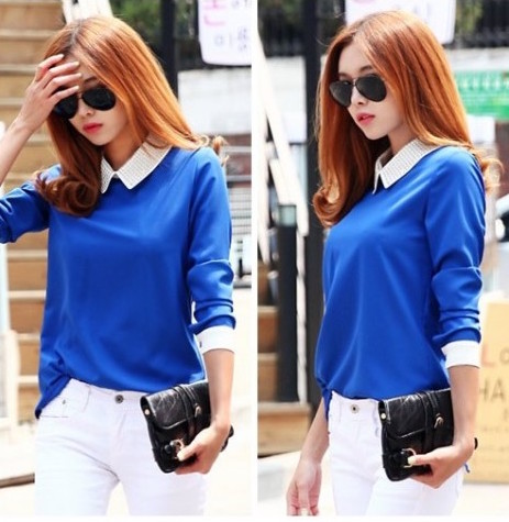 WT21134 Korea Fashion Top Blue