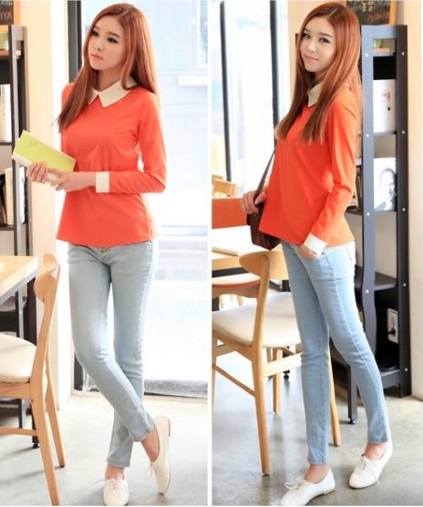 WT21134 Korea Fashion Top Orange