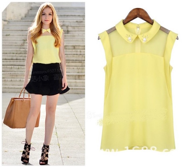 WT21139 Europe Fashion Top Yellow