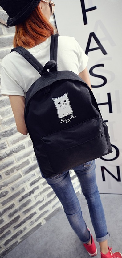 KW80259 Cute Cat Backpack Black