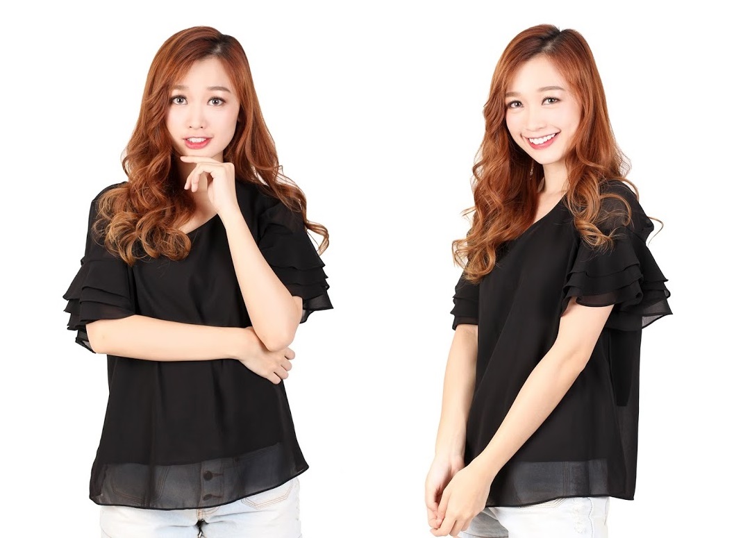 QA-326 Ladies Essential Short Sleeves Top Black