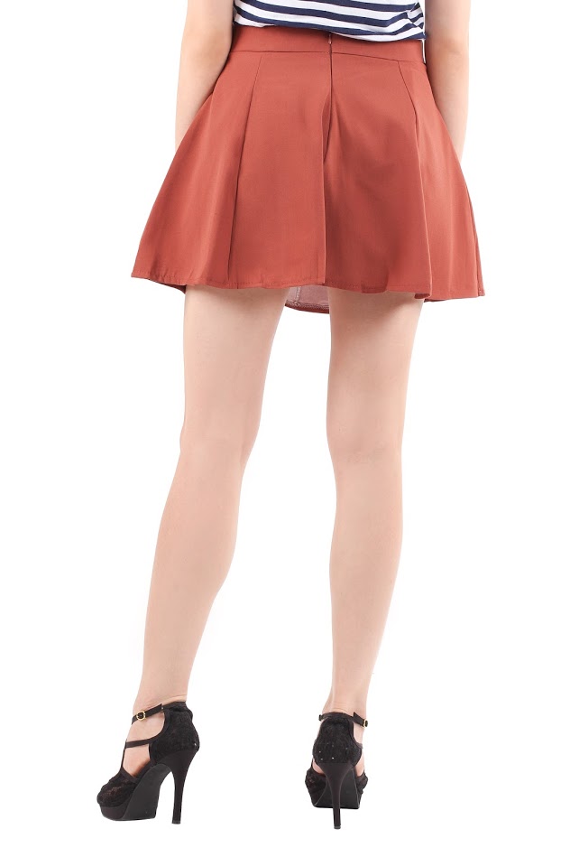 QA-353 Ladies Flared Skirt Red Orange