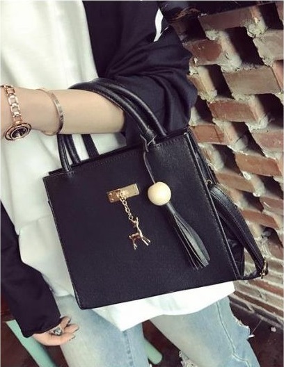 KW80228 Premium Tassel Handbag Black