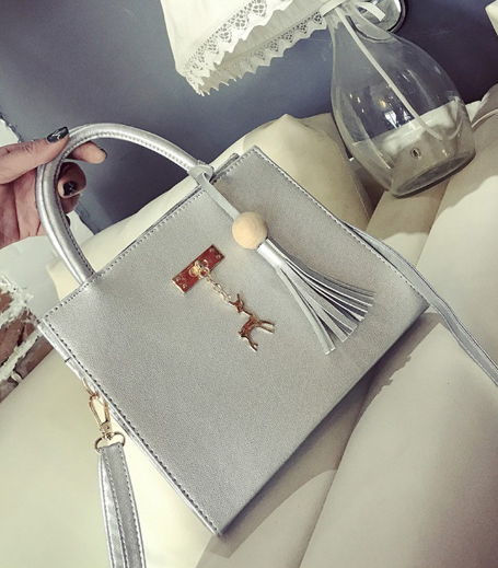 KW80228 Premium Tassel Handbag Light Grey