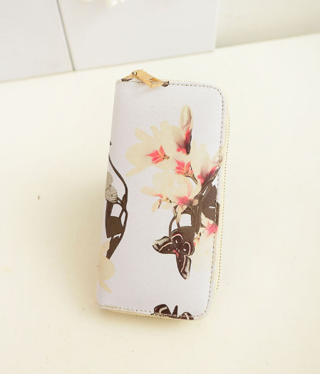 KW80234 Women Floral Long Purse White