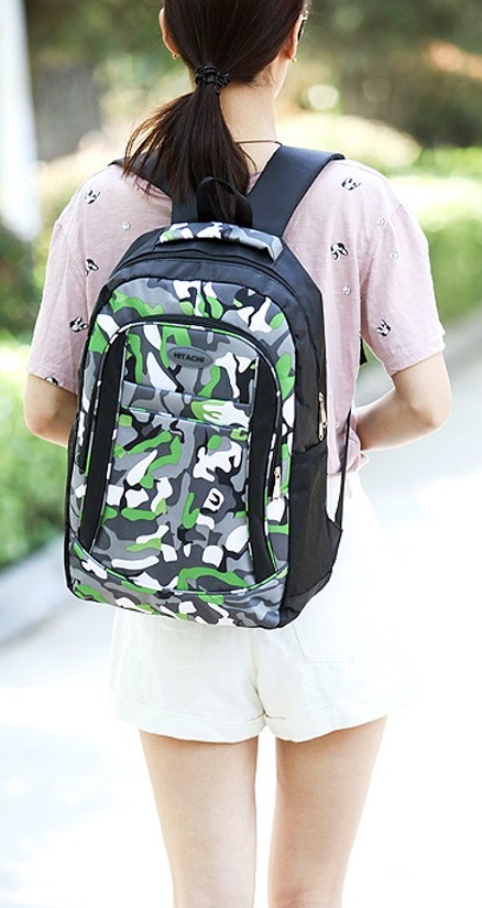 KW80252 Trendy Backpack Green Grey