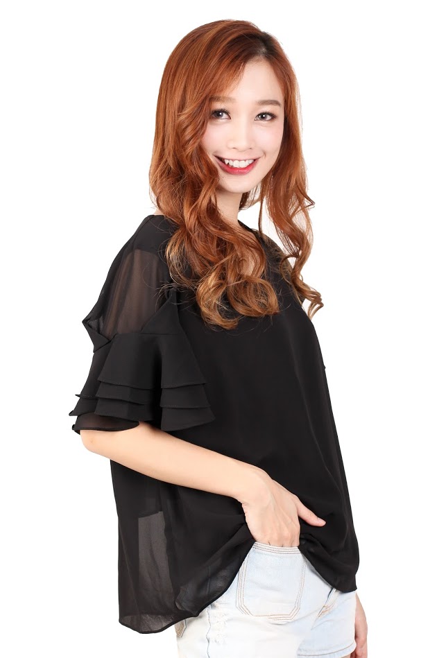 QA-326 Ladies Essential Short Sleeves Top Black