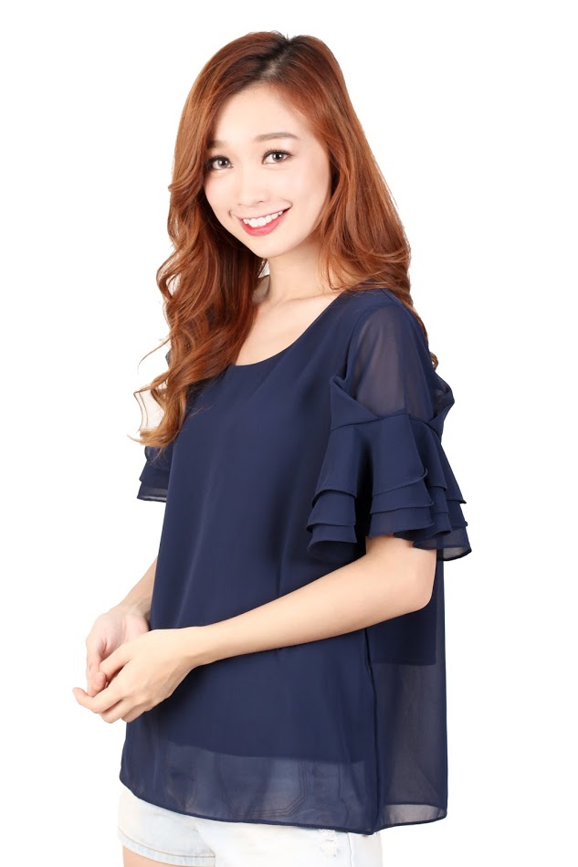 QA-326 Ladies Essential Short Sleeves Top Blue