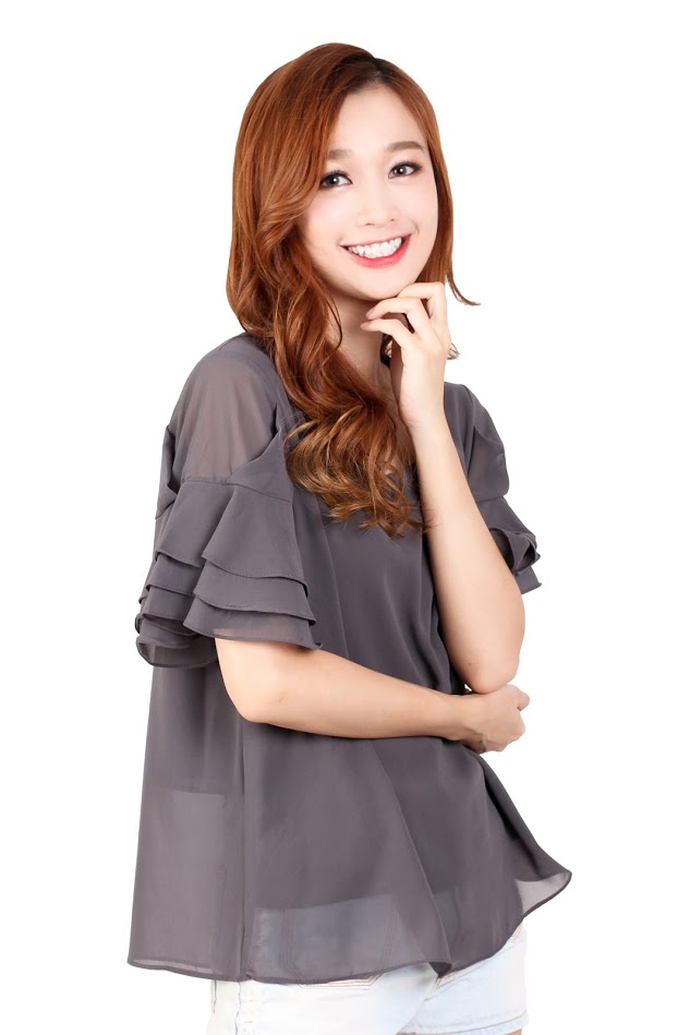 QA-326 Ladies Essential Short Sleeves Top Grey