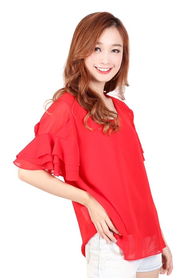 QA-326 Ladies Essential Short Sleeves Top Red