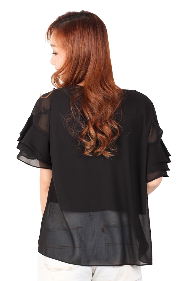 QA-326 Ladies Essential Short Sleeves Top Black