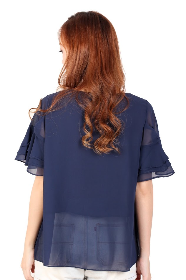 QA-326 Ladies Essential Short Sleeves Top Blue