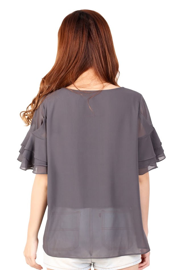 QA-326 Ladies Essential Short Sleeves Top Grey