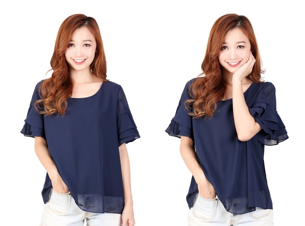 QA-326 Ladies Essential Short Sleeves Top Blue