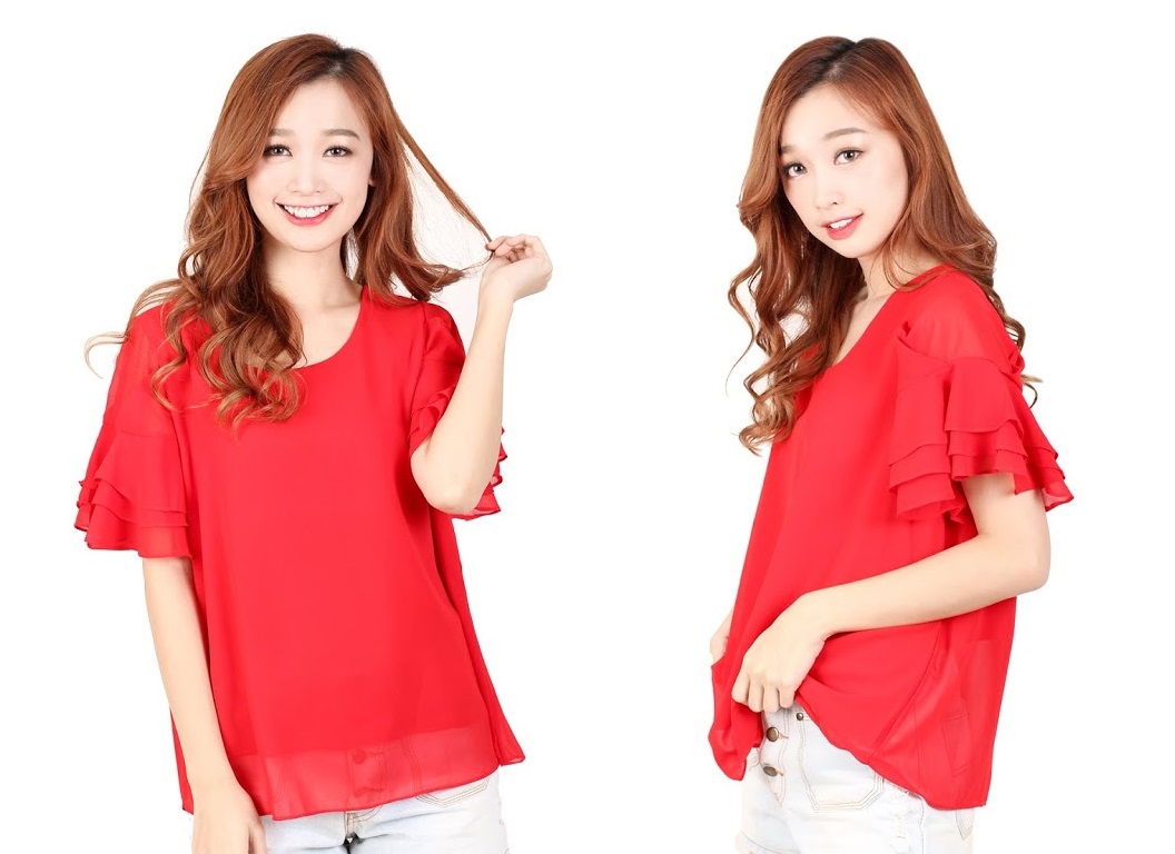 QA-326 Ladies Essential Short Sleeves Top Red