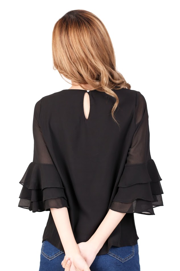 QA-329 Women Chiffon Blouse Black