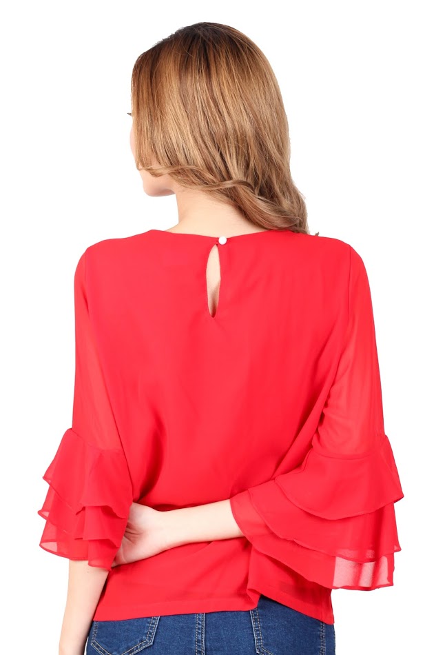 QA-329 Women Chiffon Blouse Red