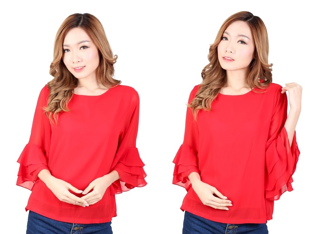 QA-329 Women Chiffon Blouse Red