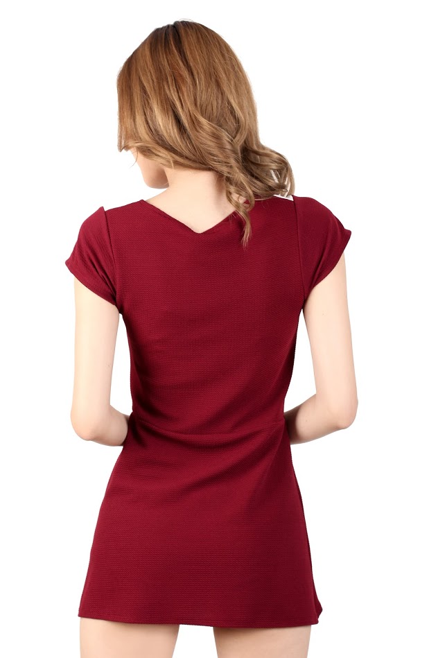 QA-334 Ladies Basic Mini Dress Maroon