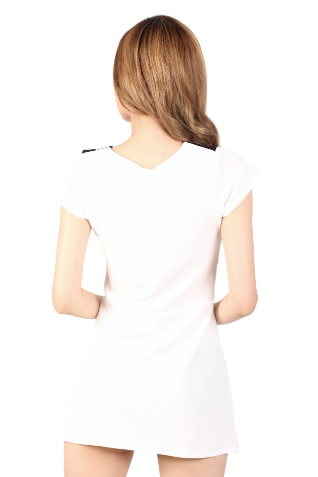 QA-334 Ladies Basic Mini Dress White