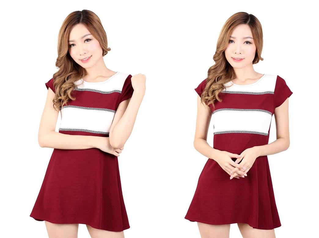 QA-334 Ladies Basic Mini Dress Maroon