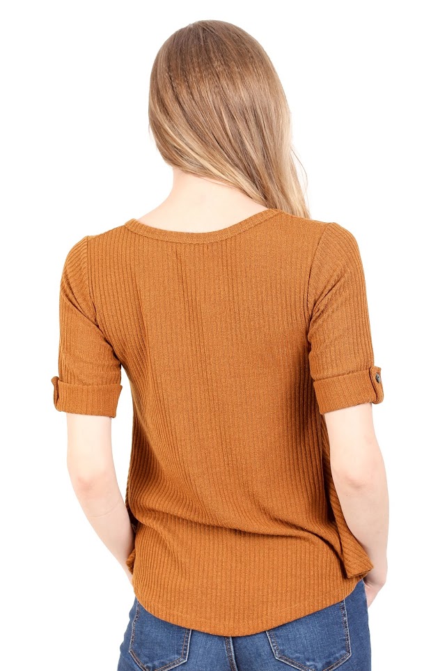 QA-344 Casual Knit Top Brown