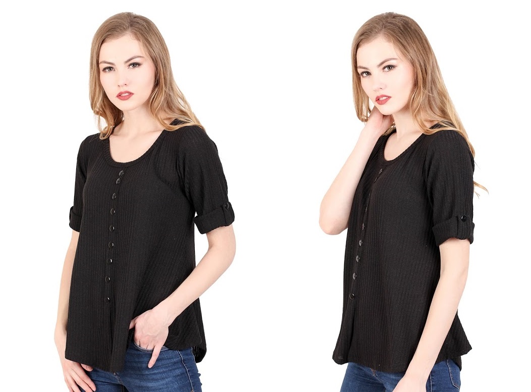 QA-344 Casual Knit Top Black