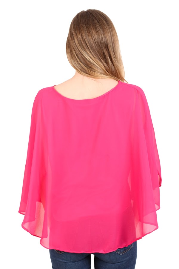 QA-345 Stylish Flared Sleeves Top Pink