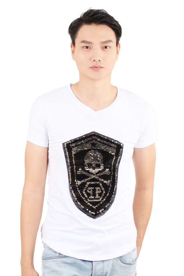 QA-349 Men Sequin Shirt White