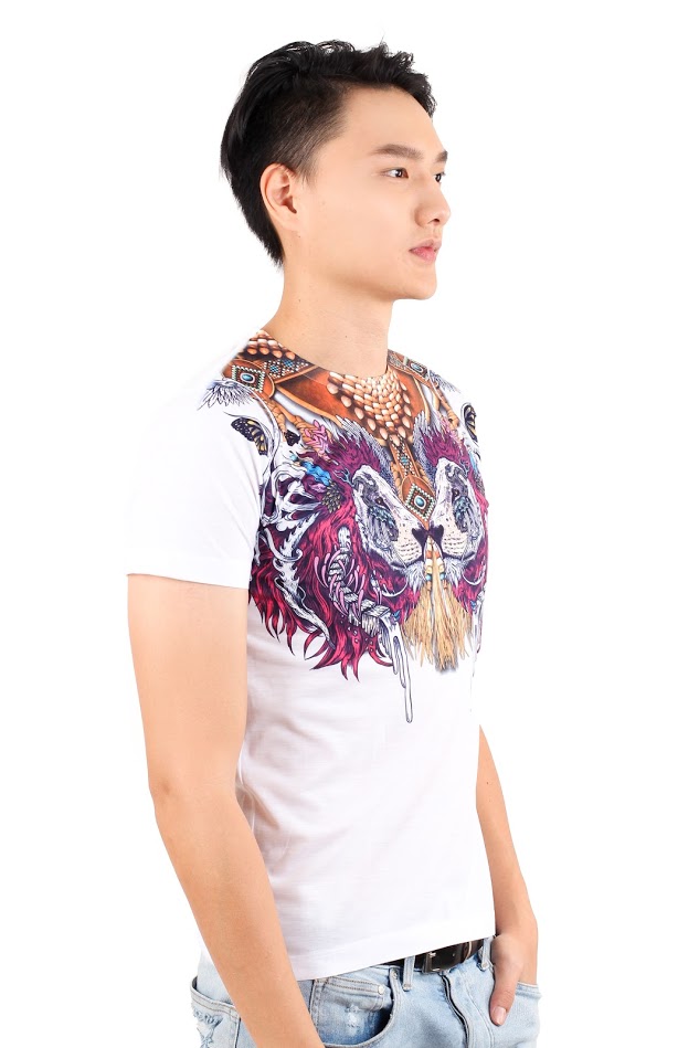 QA-351 Men Graphic Shirt Double Lion