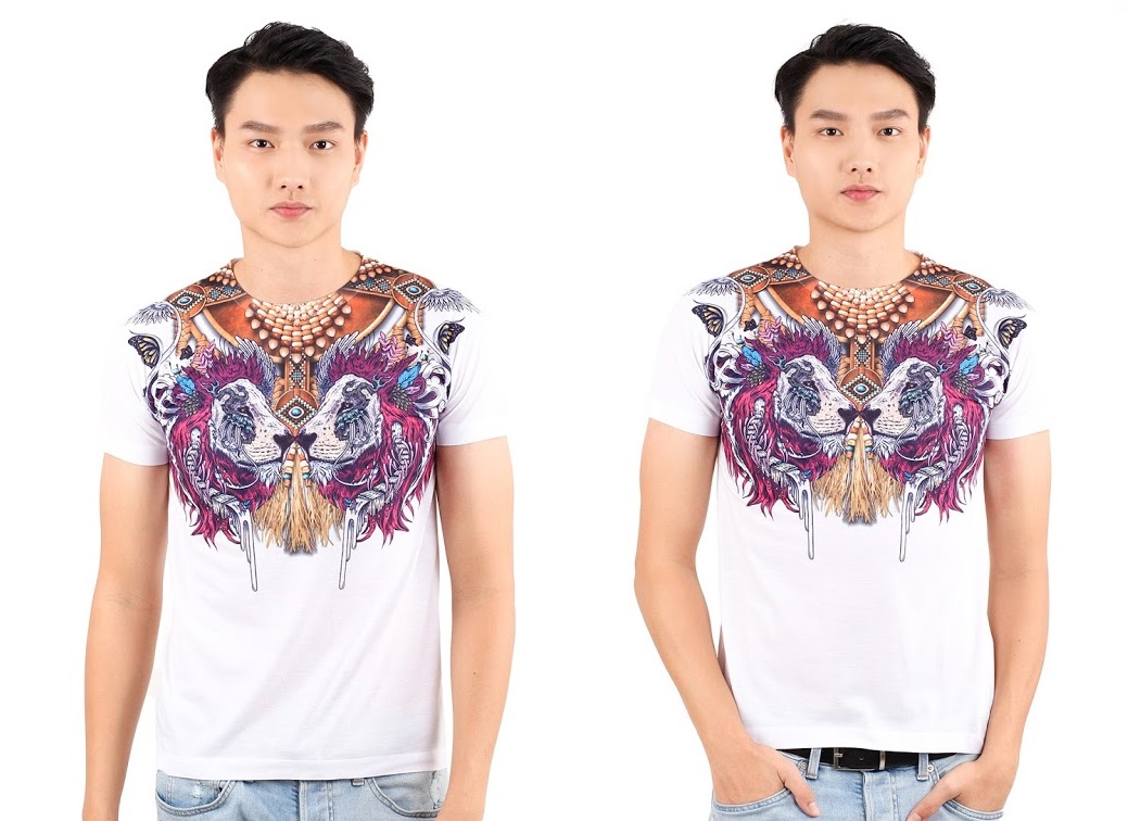 QA-351 Men Graphic Shirt Double Lion