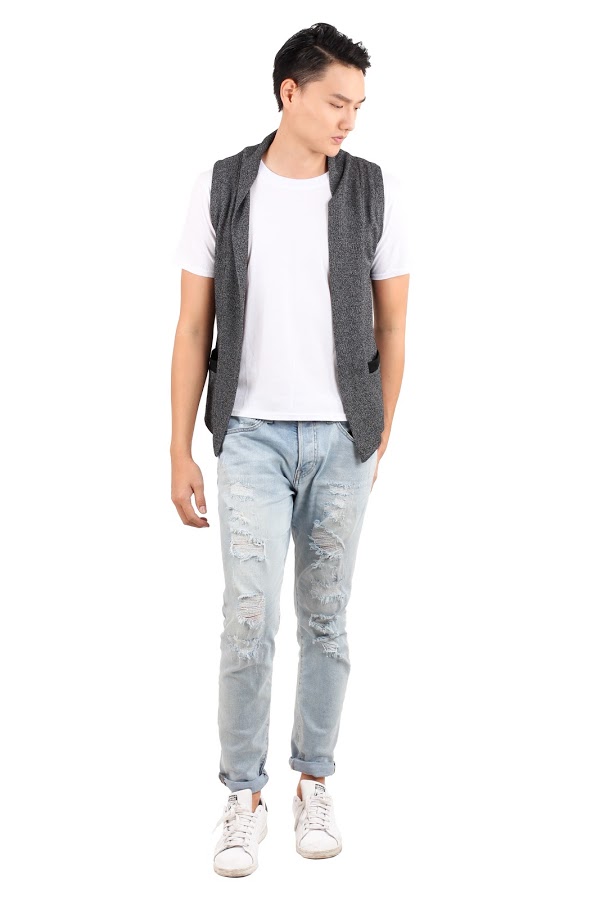 QA-357 Men Fashion Waistcoat Grey