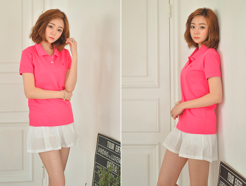 KB10007 Fashion Collar Top Dark Pink