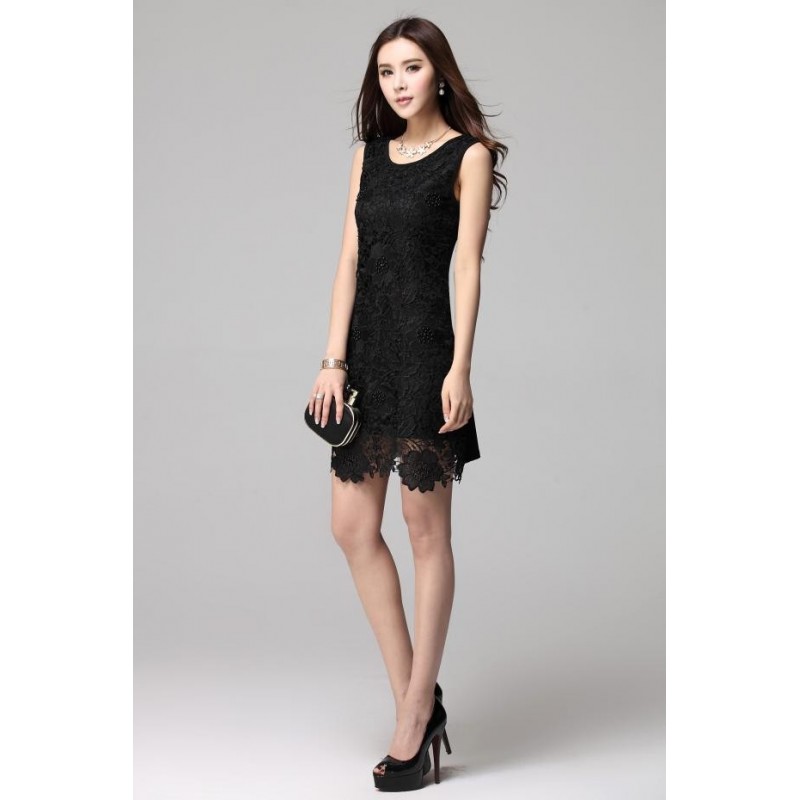 WD21170 Charming Lace Dress Black