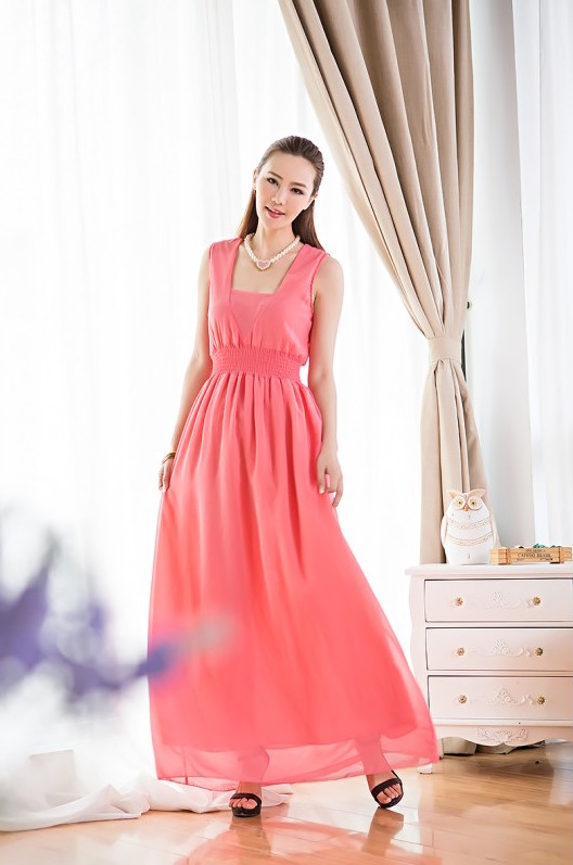 WD21173 Elegant Chiffon Dress Pink