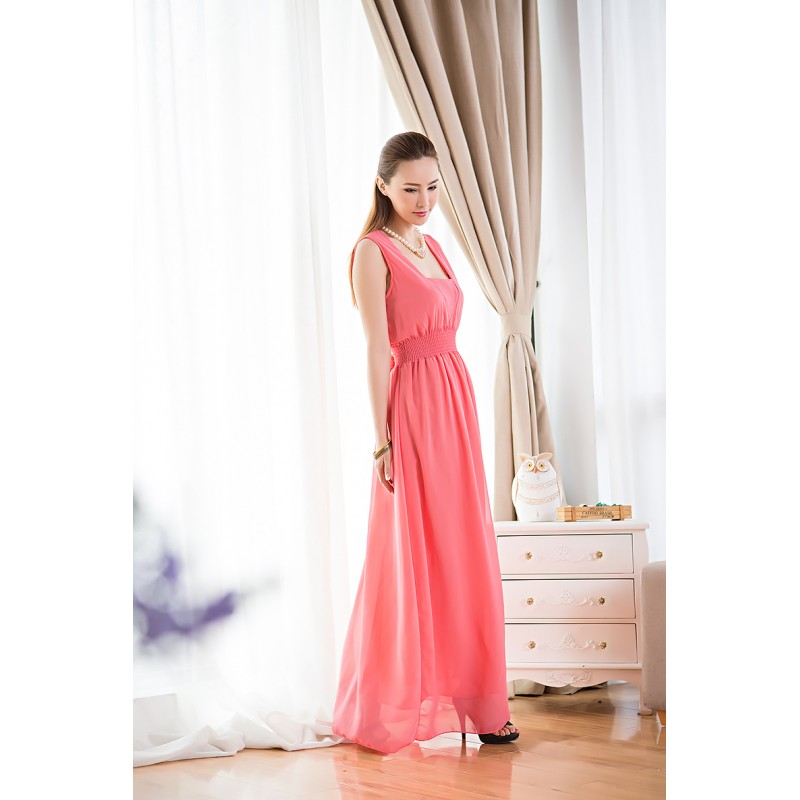 WD21173 Elegant Chiffon Dress Pink