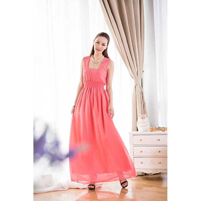 WD21173 Elegant Chiffon Dress Pink